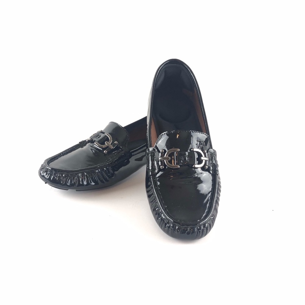 Donald J Pliner Viky Black Patent Driving Loafers